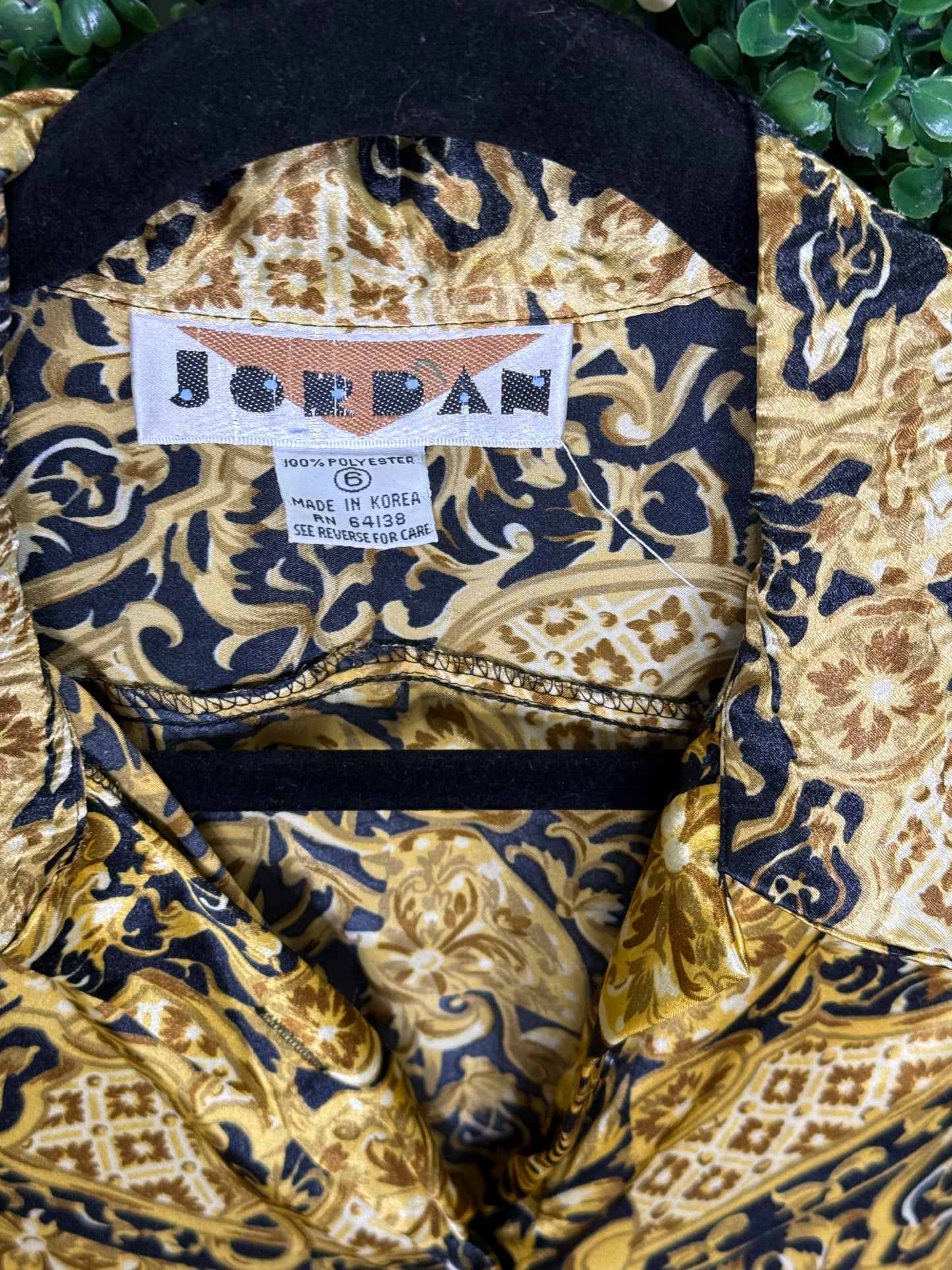 Vintage Jordan Black and Gold Button Up