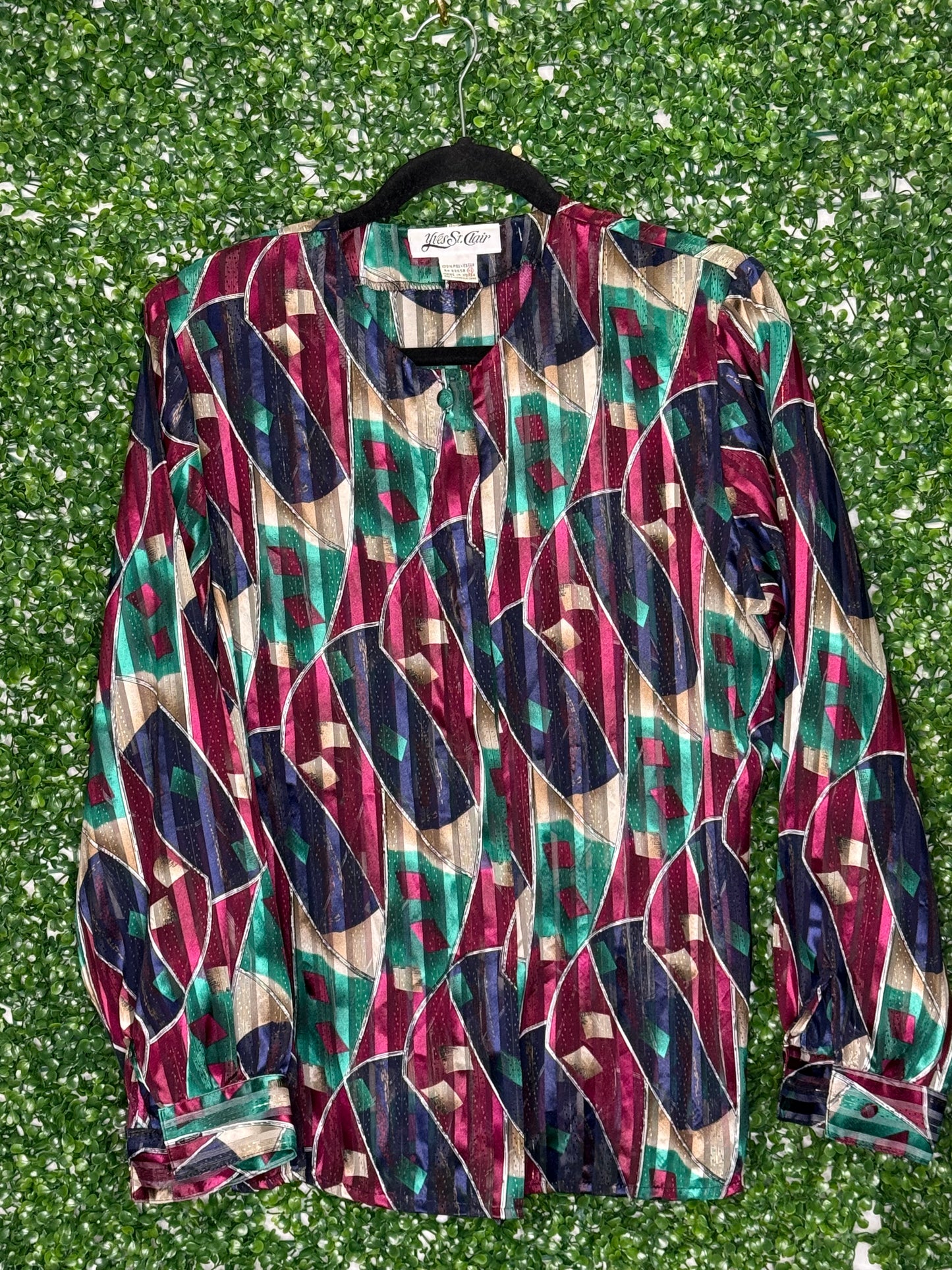 Yves St Clair Silky Sheer Vintage Patterned Top
