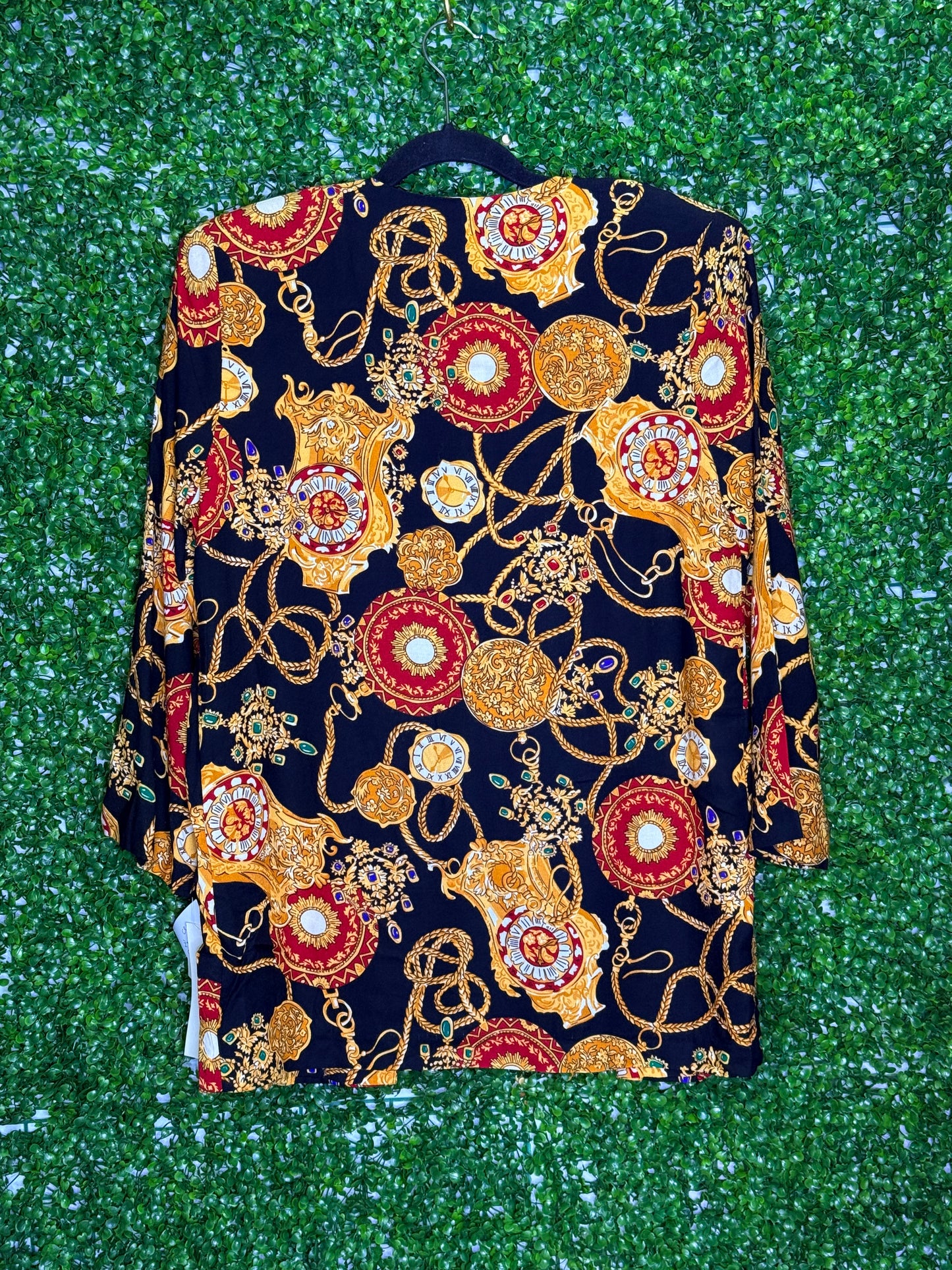 Stewart Alan Petites Vintage Black and Gold Duster