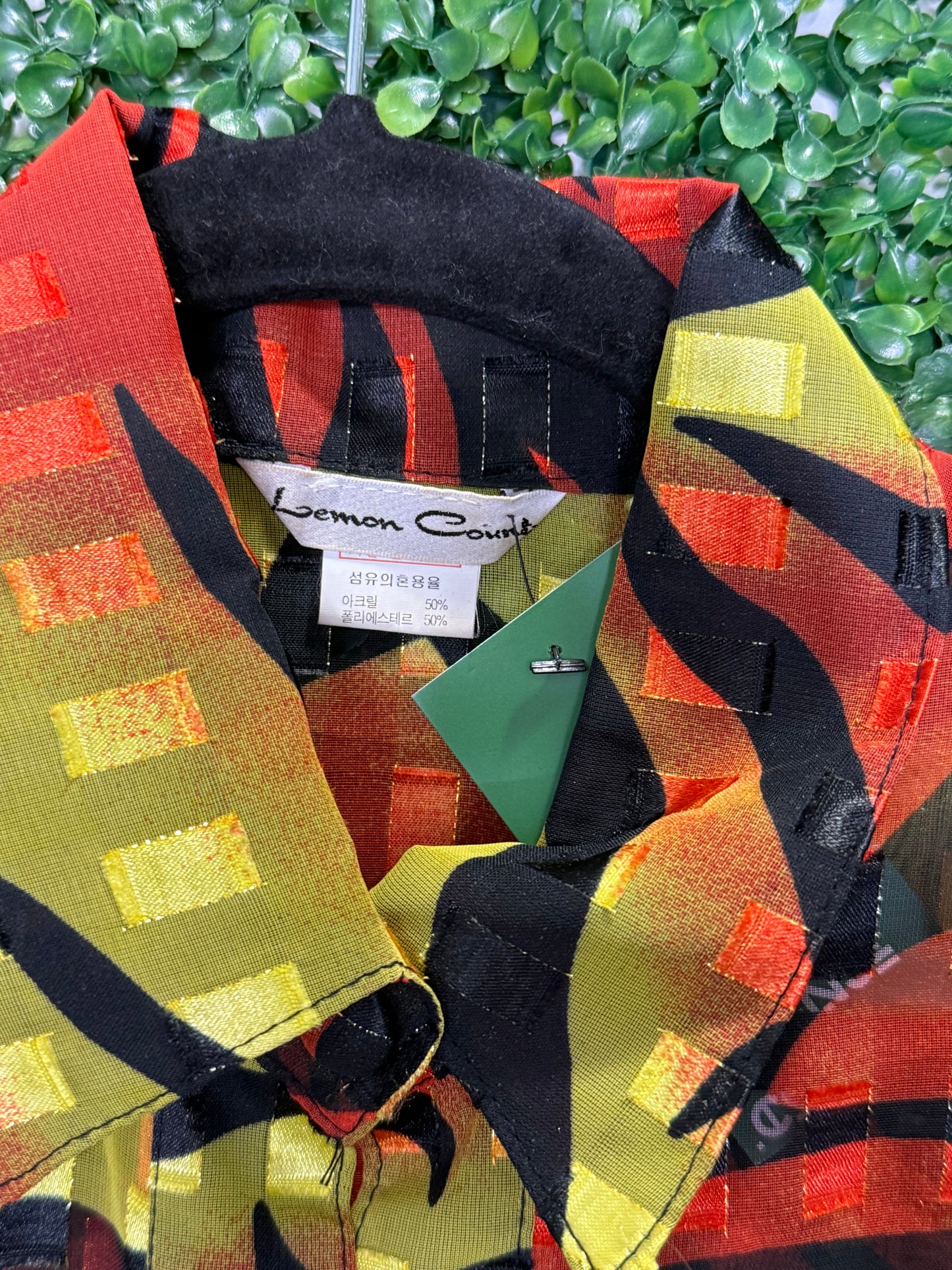 Lemon County Animal Print Red and Yellow Button Up