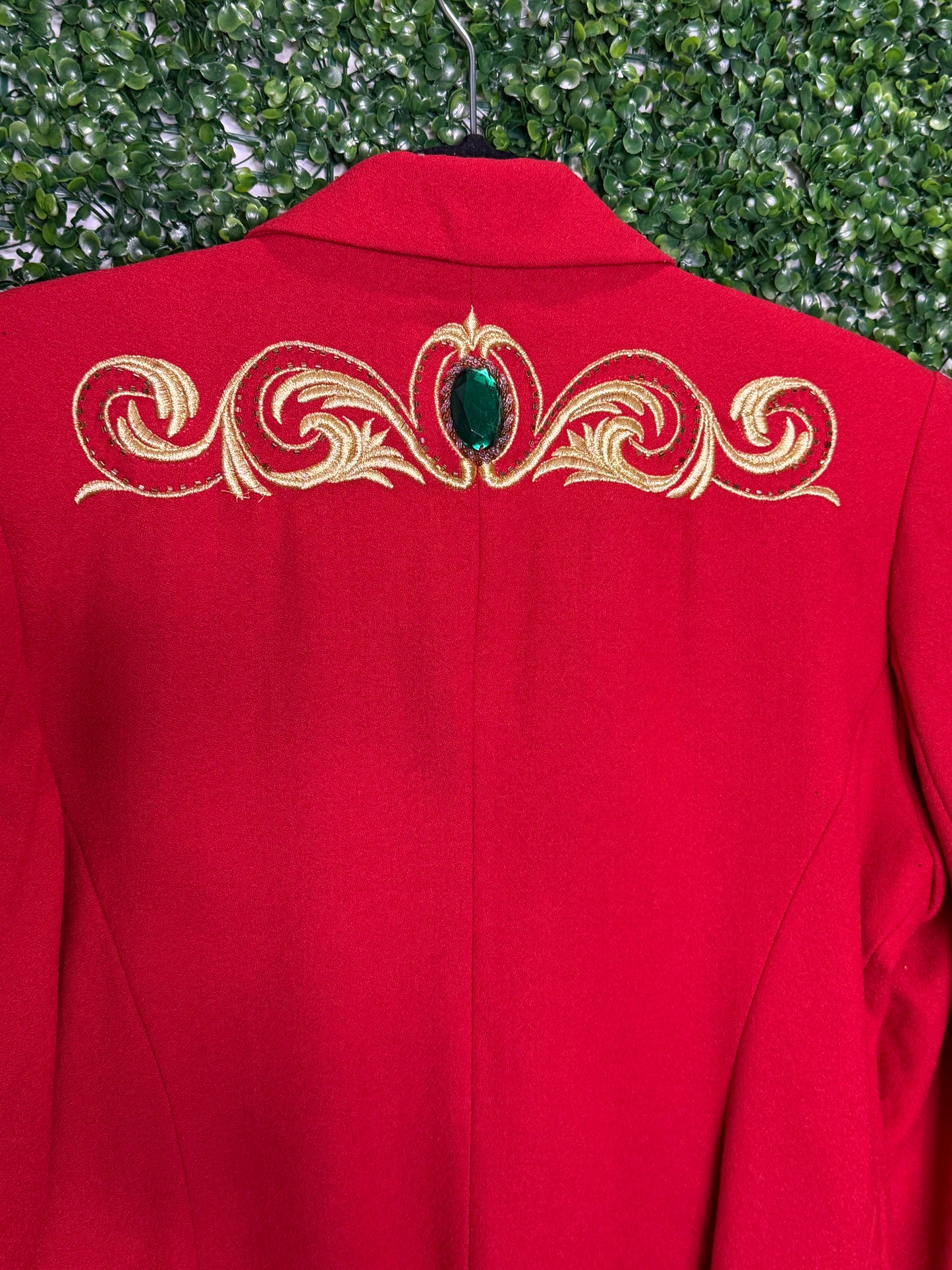Nota Bene Wool Embroidered Blazer with Green Gems