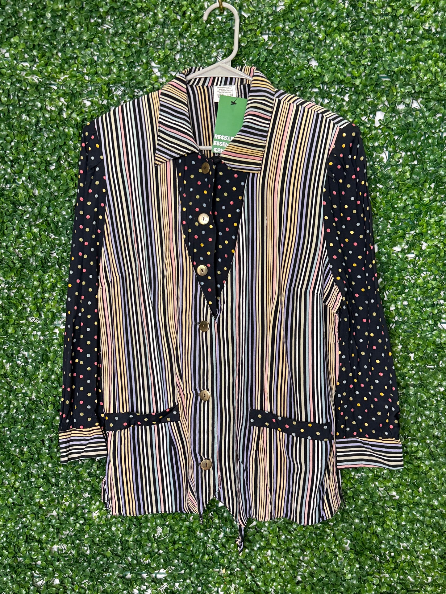Striped & Polka Dotted Attached Vest & Button Up
