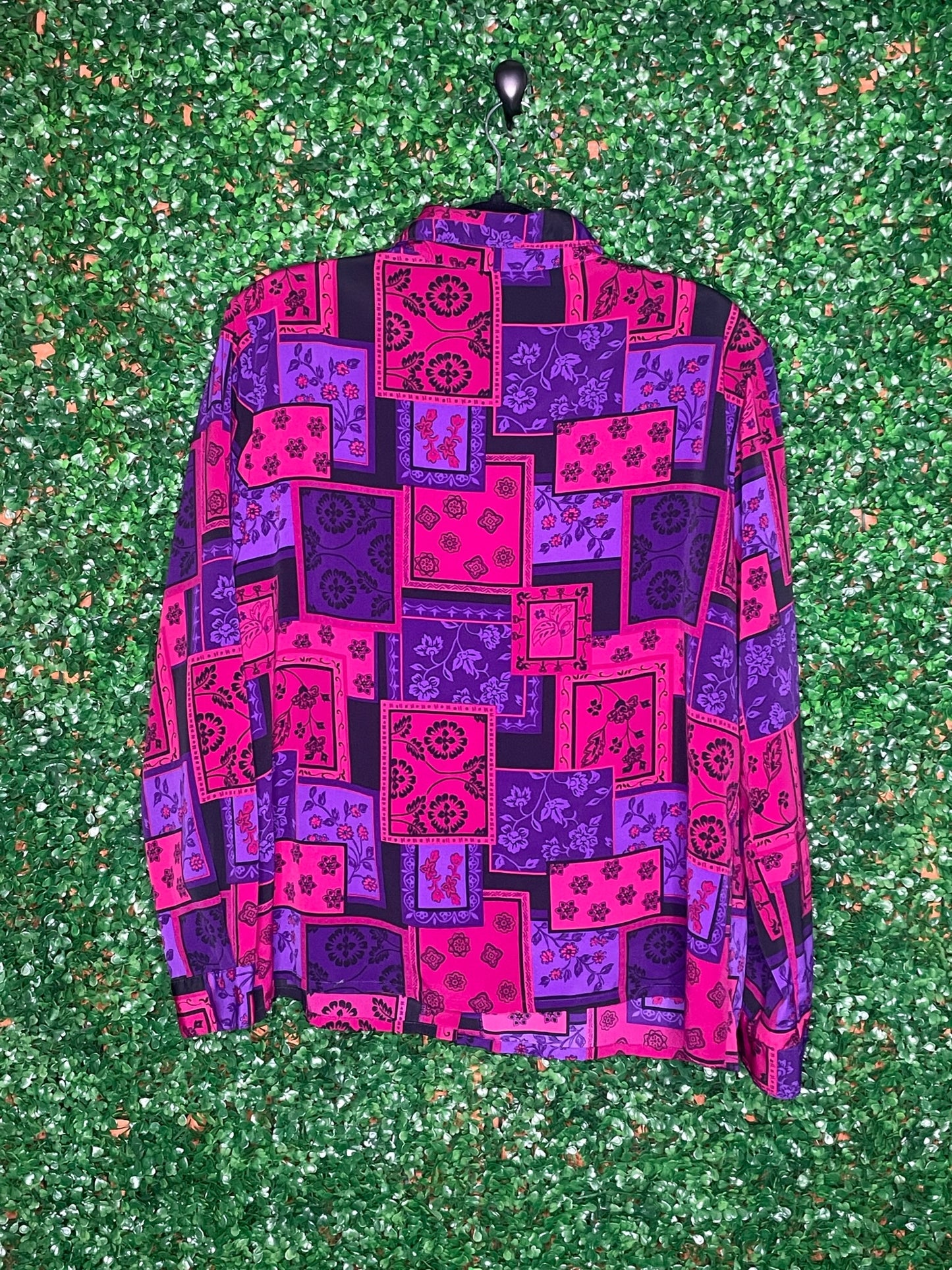 Liz Baker Vintage Floral and Geometric Patterned Button Up