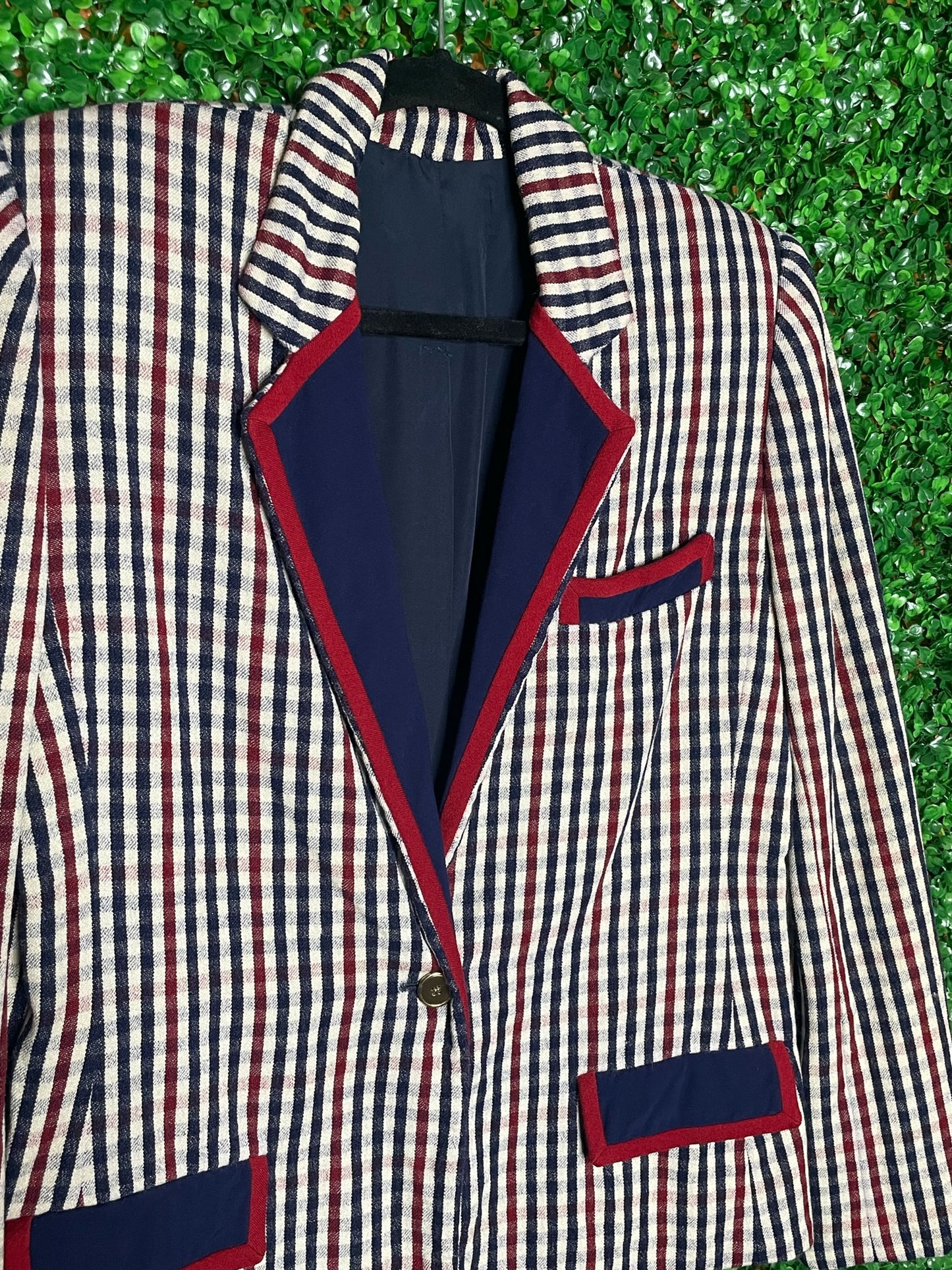 Vintage Plaid Checkered Wool Blazer