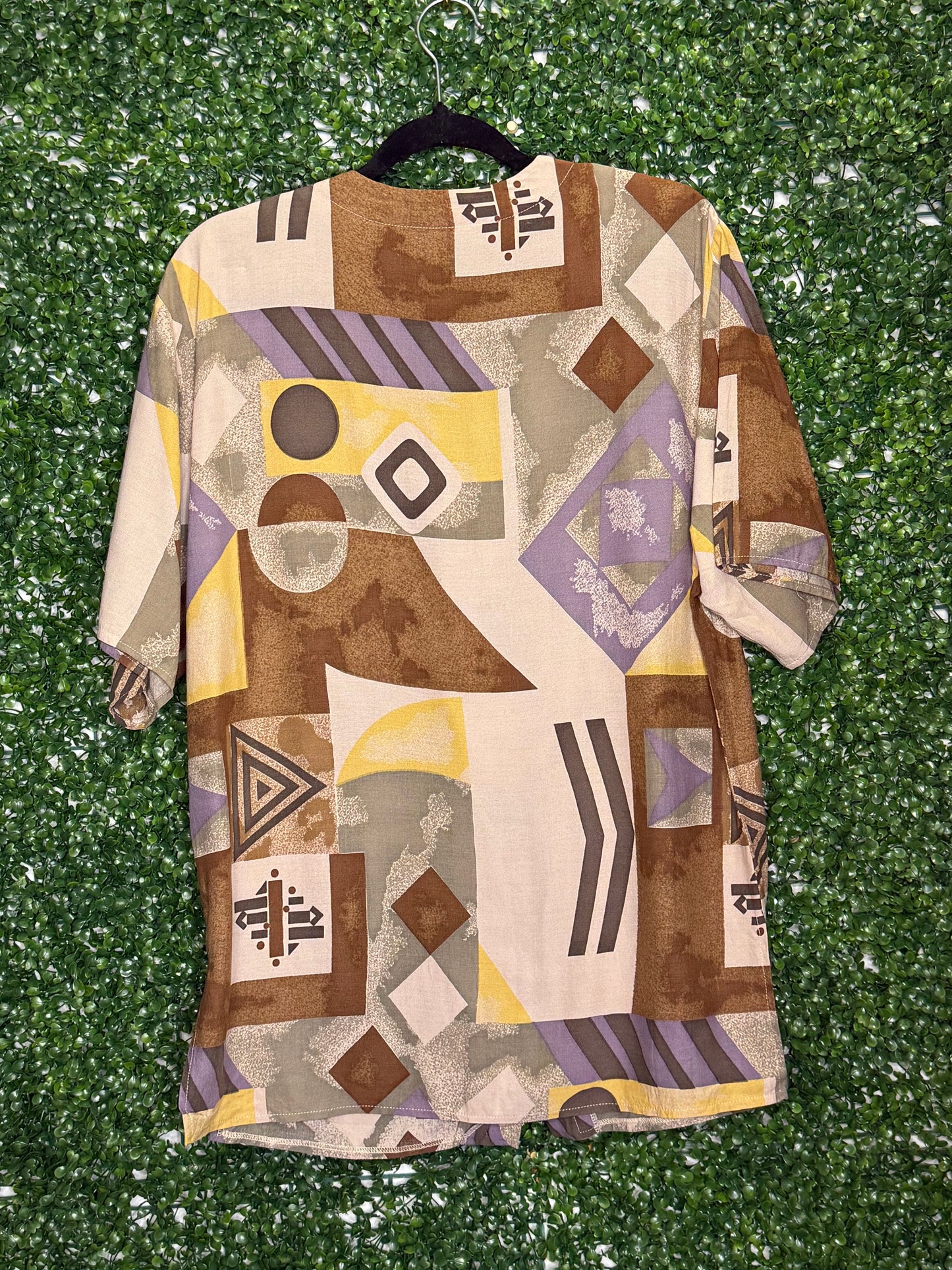 Vintage brown Earth Tone Patterned Button Up