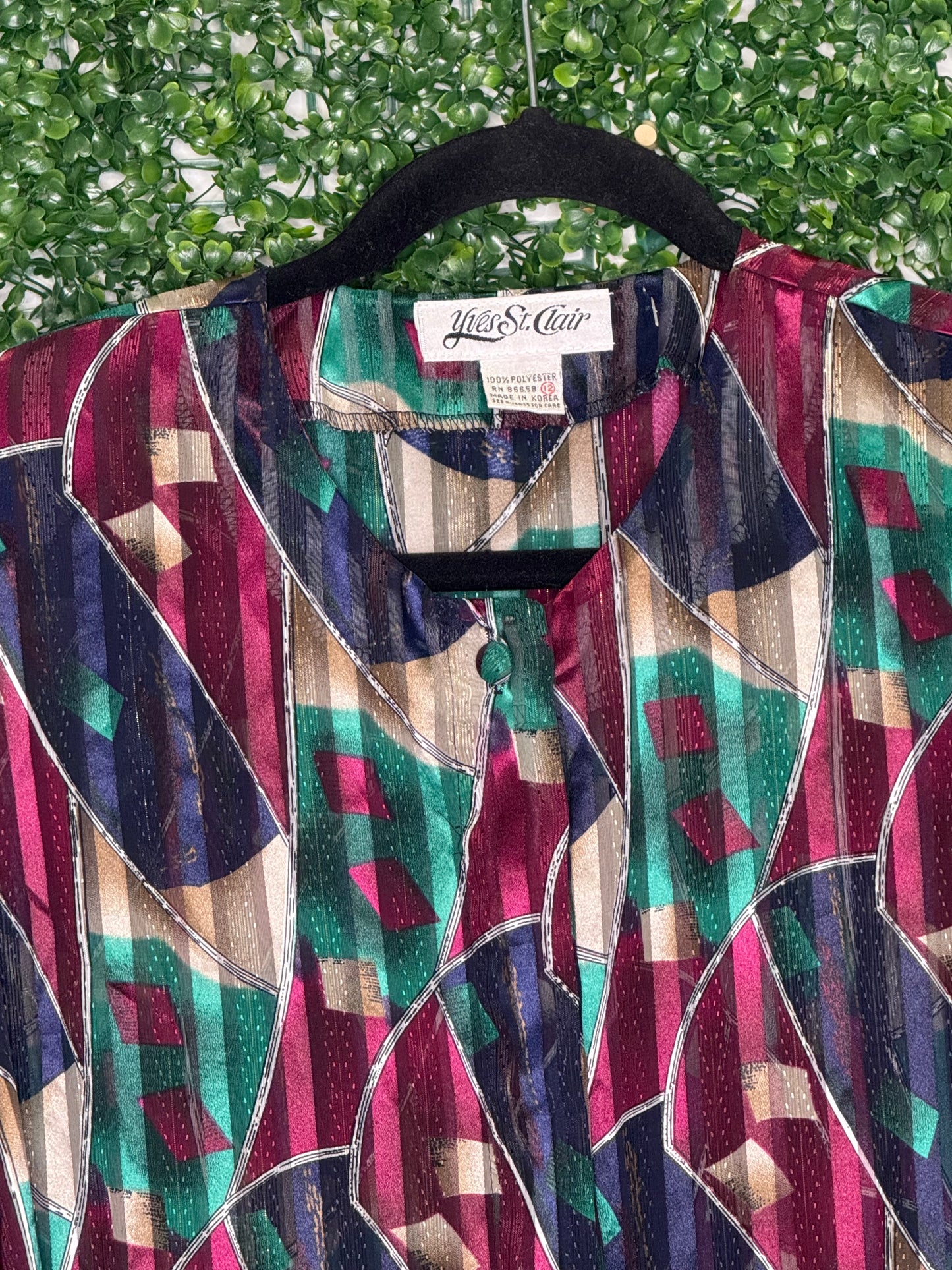 Yves St Clair Silky Sheer Vintage Patterned Top