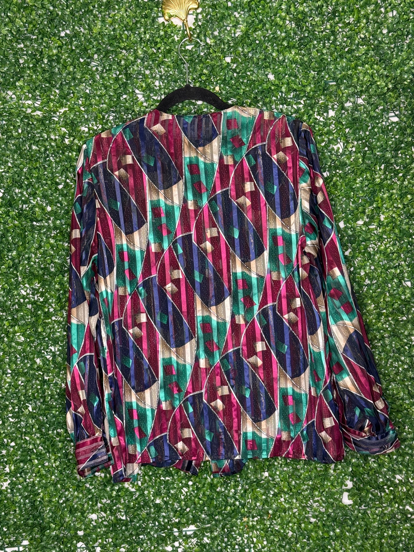 Yves St Clair Silky Sheer Vintage Patterned Top