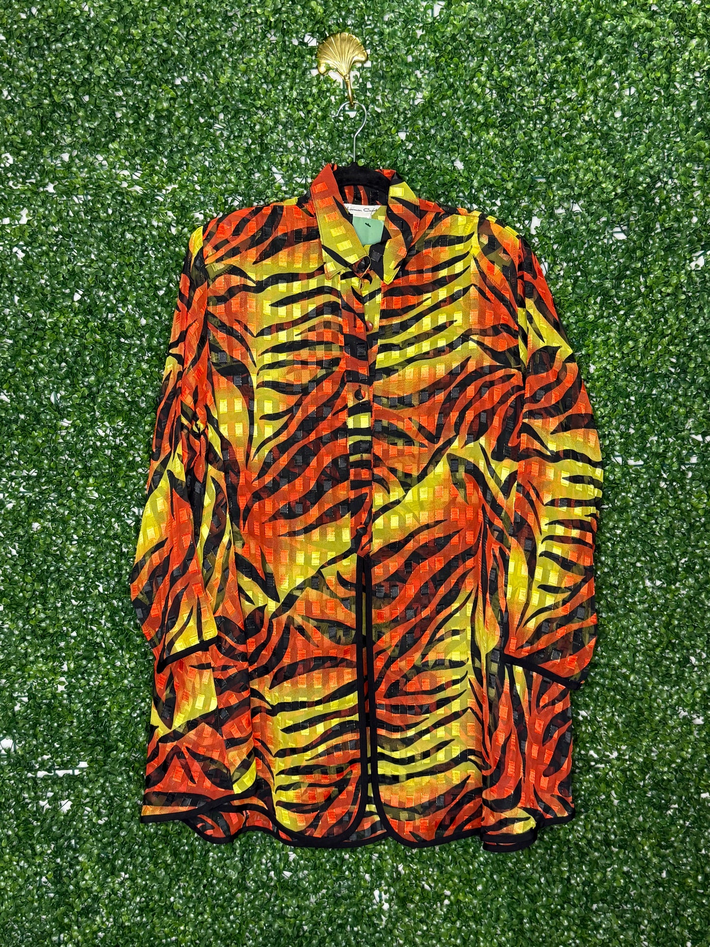 Lemon County Animal Print Red and Yellow Button Up