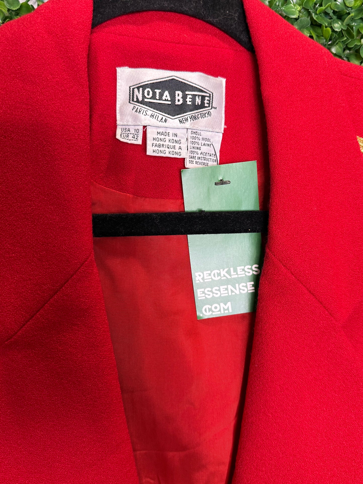 Nota Bene Wool Embroidered Blazer with Green Gems