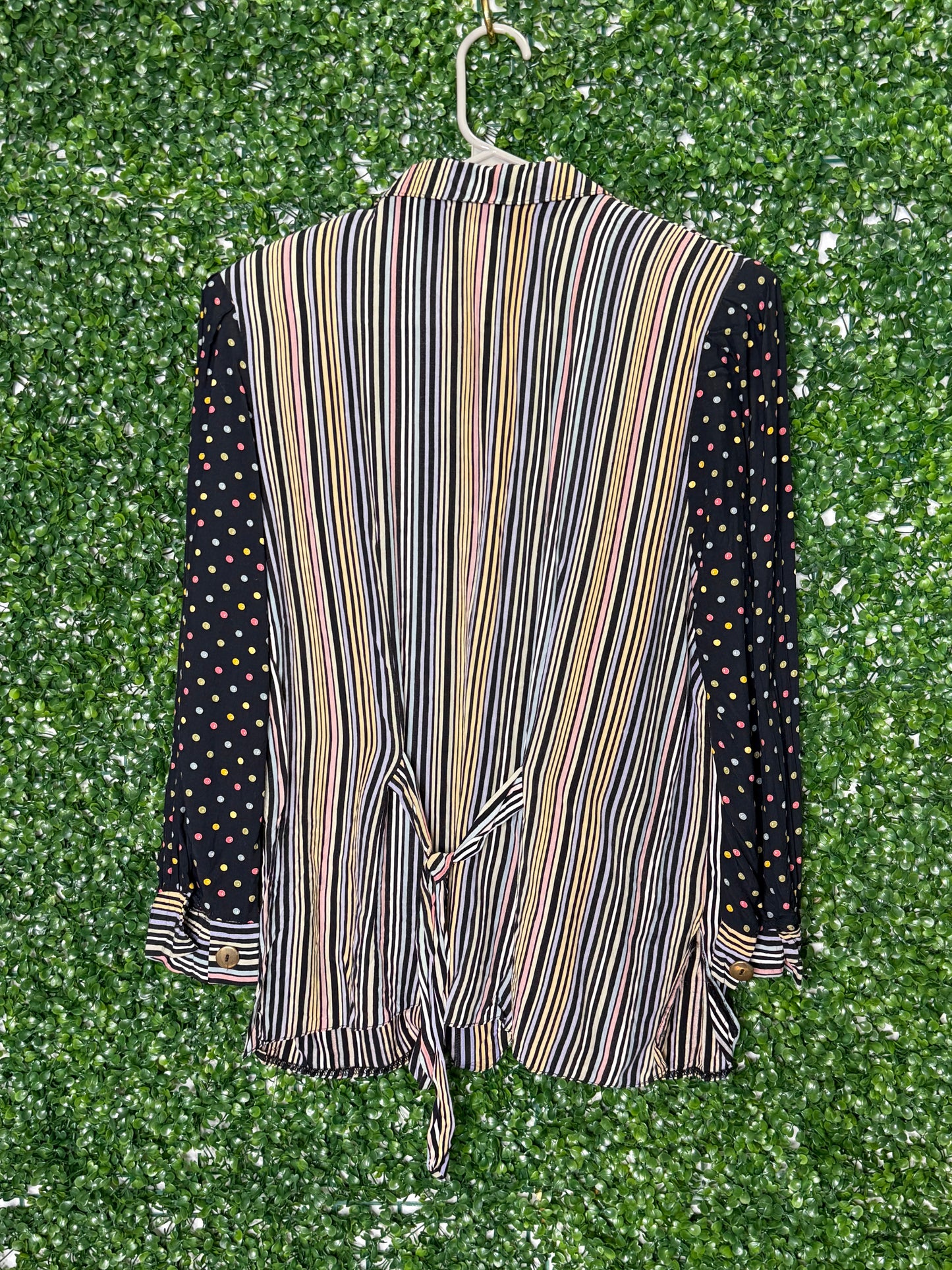 Striped & Polka Dotted Attached Vest & Button Up