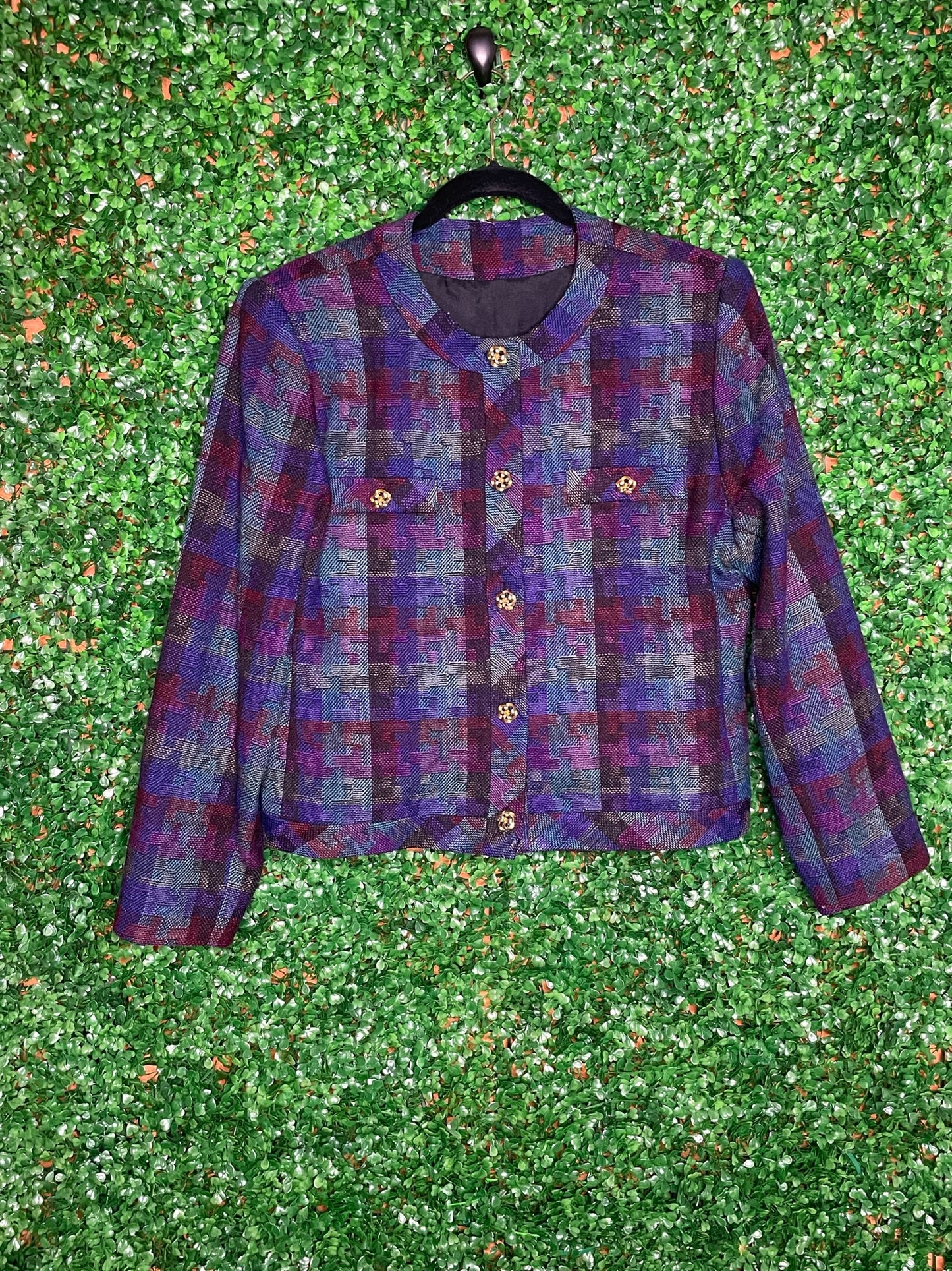 Woven Patterned Gold Buttoned
