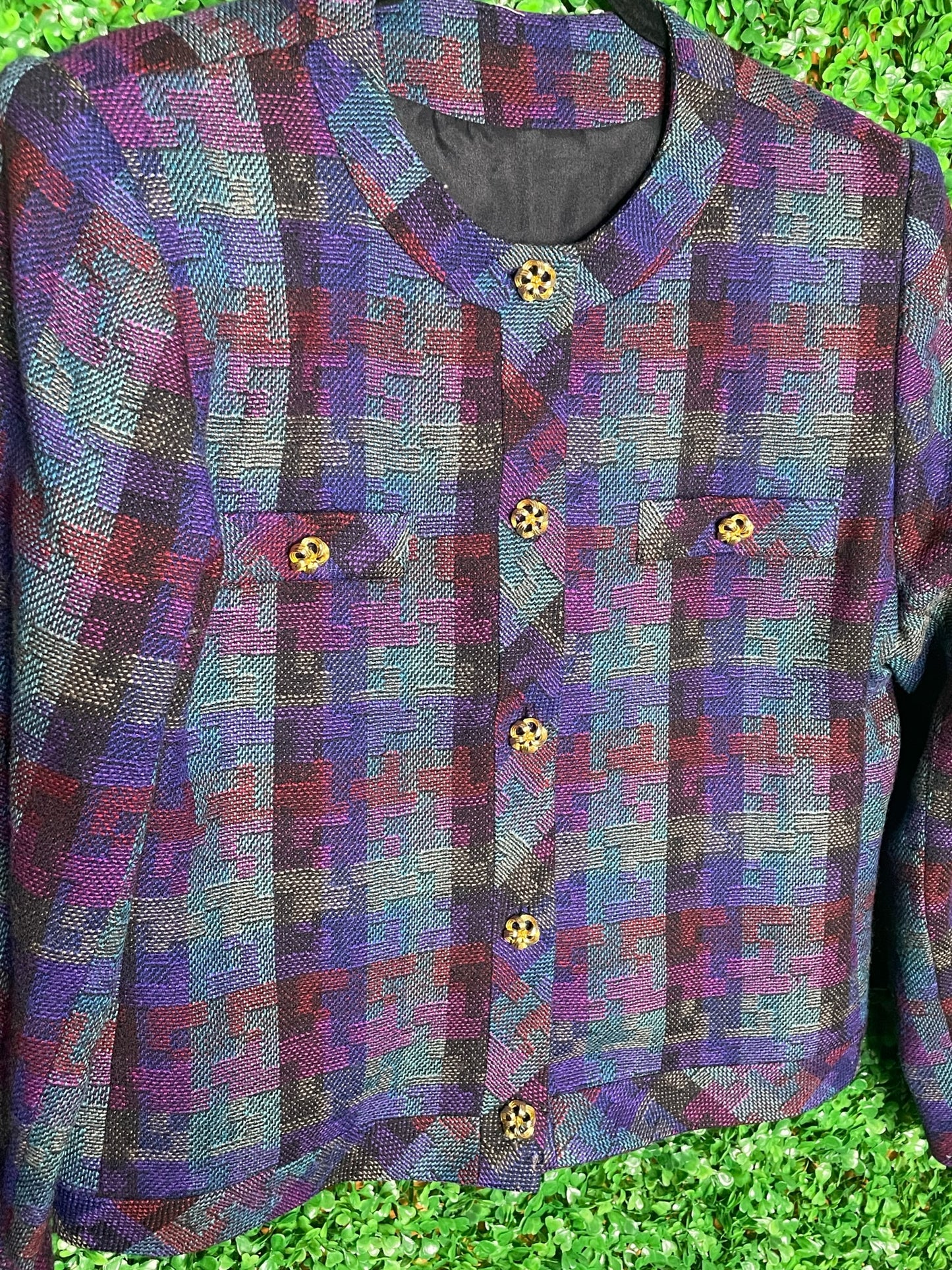 Woven Patterned Gold Buttoned