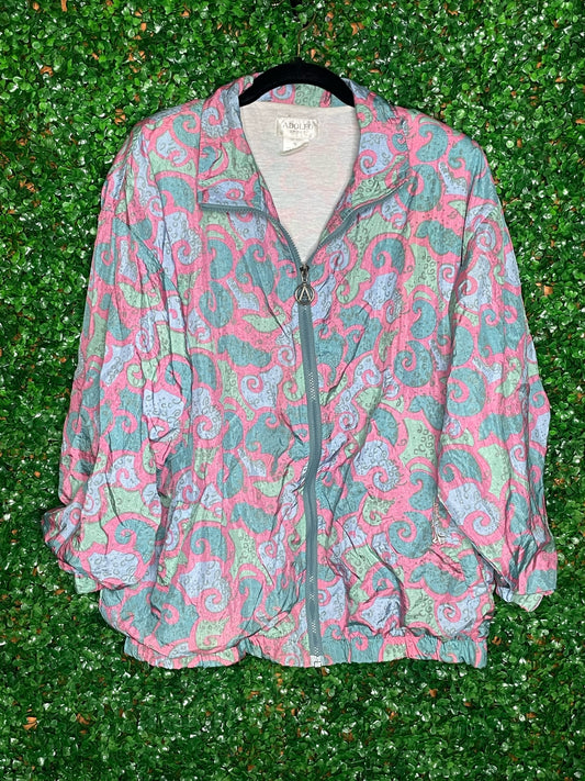 Adolfo Sport Vintage Pastel Multicolored Windbreaker