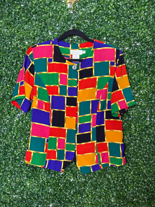 Kathy Che Vintage Colorblock Blouse top